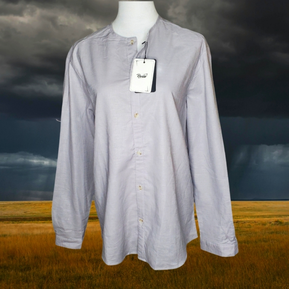 Reverb Cotton & Linen Blend  Button Down Top